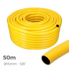 Edm Manguera Agrícola 50 m (5/8" 15 mm) Amarilla Flexible PVC Antitorsión 3 Capas 25 bar Anti-UV Anti-Algas