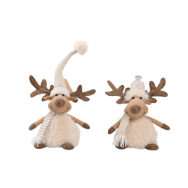DKD Home Decor Figura Navidad Alpina Reno Poliester Blanco Beige 15x28x20 cm (4 Unidades) Precio: 54.79000032. SKU: B1DRKQZWNH