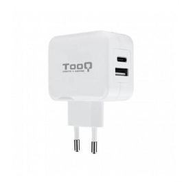 TooQ TQWC-2SC02WT Cargador de Pared USB Tipo-C y USB A 27W Blanco