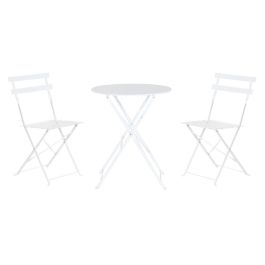 Conjunto de Mesa con 2 Sillas Home ESPRIT Blanco Metal 60 x 60 x 71 cm