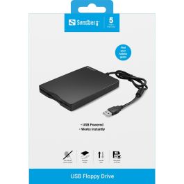 Sandberg USB Floppy Drive Lector de Disquetes Externo para Ordenador, Recupera Datos de Disquetes Antiguos, Sin Instalación de Software