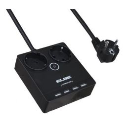 Elbe RE-001 Regleta 2 Tomas y 4 USB 3680W 1,8 Metros