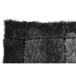 DKD Home Decor Alfombra Moderna Poliéster Gris Blanco Patrón Cuadrados 230x160 cm 2 cm Grosor 1700 gsm