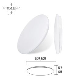 Edm Aplique Led Circular de Superficie 12W 6500K 1160lm Ø25,5 x 6,2 cm Luz Fría Polímero IP20
