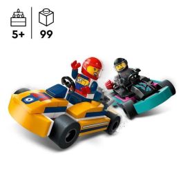 Lego 60400 City Karts y Pilotos de Carreras, Juguete con 2 Karting, con 2 Minifiguras de Conductor de Coche