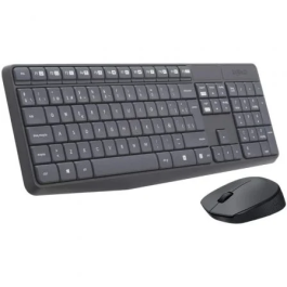 Logitech Combo Teclado/Ratón MK235 Inalámbrico QWERTY 920-007919 Distribución Español, Pilas Larga Duración, Resistente a Salpicaduras