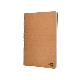 Cuaderno Espiral Liderpapel Folio Ecouse Tapa Cartulina Kraft 80H Papel Reciclado 80 gr Cuadro 4 mm Con Margen 8 unidades