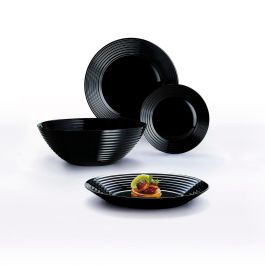 Plato Postre Vidrio Harena Negro Luminarc 19 cm