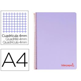 Cuaderno Espiral Liderpapel A4 Wonder Tapa Plastico 80H 90 gr Cuadro 4 mm Con Margen Color Violeta 5 unidades Precio: 13.78999974. SKU: B1KJMVATRV