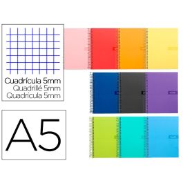 Cuaderno Espiral Liderpapel A5 Crafty Tapa Forrada 80H 90 gr Cuadro 5 mm Con Margen Colores Surtidos
