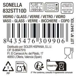 La Mediterranea Vaso Alto Sonella 430 cc Transparente 8x8x13 cm