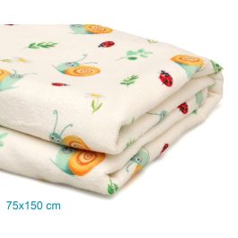 KioKids Toalla Playa Piscina Microfibra Secado Rápido Caracoles Happy Summer Beige 75x150 cm con Bolsa