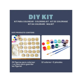 Wondee Kit para Colorear Figuras de Madera Sostenible con 12 Colores Vibrantes, Pinceles y Figuras Originales para Niños