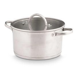 Kinvara Cacerola Inducción con Tapa de Cristal, Acero Inoxidable, 3.8 L, 22 cm de Diámetro, Plata (Set de 6)