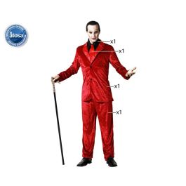 Disfraz Vampiro Hombre Adulto Traje Rojo Con Corbata Chaqueta Pantalón Camisa Halloween