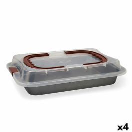 Molde para Horno Quid Sweet Grey Negro Metal 36 x 23 x 4,5 cm Con Tapa (4 Unidades)