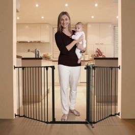 Barrera de seguridad - DREAMBABY - NEWPORT - 3 paneles - 85,5-200 x 74 cm - Bidireccional - Negra