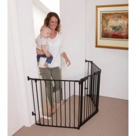 Barrera de seguridad - DREAMBABY - NEWPORT - 3 paneles - 85,5-200 x 74 cm - Bidireccional - Negra