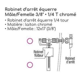 ROUSSEAU ROU3047404205836 Válvula de cierre angular 3/8" M/H 1/4"T Latón cromado