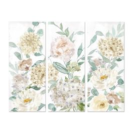 DKD Home Decor Cuadro Shabby con Flores Multicolor en Lienzo y MDF 135x55 cm (3 Unidades) Hecho a mano