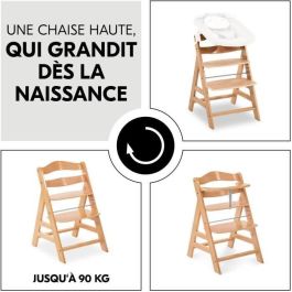 HAUCK Trona Bebé Evolutionary Alpha + Madera - Asiento y reposapiés ajustables - Arnés 5 puntos - Desde 6 meses hasta 90 kg