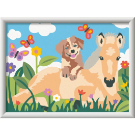 Ravensburger CreArt Kids Pintar por Números Caballo y Perro Kit de Pintura 12023228, 18x24 cm, A partir de 7 Años
