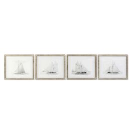 Cuadro Atlantico DKD Home Decor Blanco Natural 2 x 50 x 60 cm (4 Unidades)