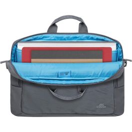 Rivacase Maletín 7531 Grey ECO Bag 16" Alpendorf, Poliéster RPET Ecológico, Compartimento Portátil Acolchado, Bolsillo Frontal con Cremallera