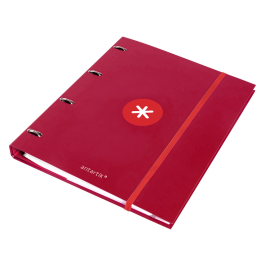 Antartik Carpeta con recambio A4 cuadro 5mm forrada 4 anillas 25mm redondas color frambuesa