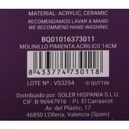 Molinillo de Pimienta Acrílico 14 cm Quttin (18 Unidades) Molinillo de Pimienta Acrílico 14 cm Quttin (18 Unidades)