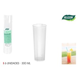 Algon Set de 6 Vasos Tubo PP 300ml 6 x 14.7 cm (70 Unidades)