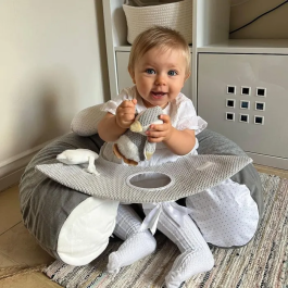 Nuby Asiento Inflable Siéntate y Juega en el Suelo con Bandeja Extraíble para Bebés a Partir de 6 Meses, Gris NUB0048526891498