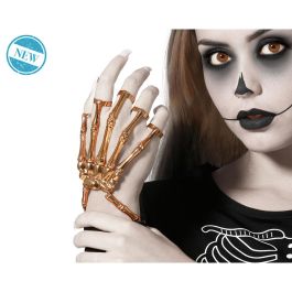 Mano Esqueleto Metálico Dorada para Muñeca - Accesorio Elegante para Disfraces de Halloween, Catrina o Terror Gótico