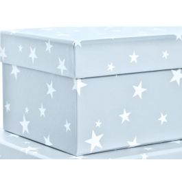 Caja Kids DKD Home Decor Azul Celeste Blanco 37.5 x 18 x 37.5 cm Set de 10
