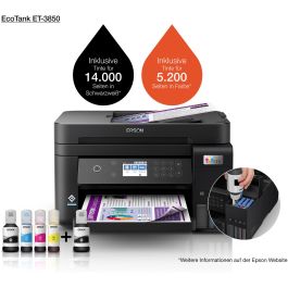 Epson ET-3850 Impresora Multifunción EcoTank 3 en 1, A4, Wi-Fi, ADF, Duplex, Inyección de Tinta, Color, 4800 x 1200 DPI