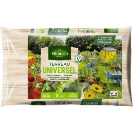 Vilmorin Suelo Universal 5 L. Compostaje listo para usar, completo y equilibrado. Promueve el crecimiento y plantas vigorosas (vegetales, flores).