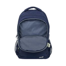 Milán Mochila Escolar Serie 1918 25 L Azul Marino con 4 Cremalleras, Compartimento Portátil y Tejido Resistente