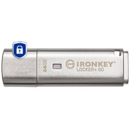 Kingston IronKey IKLP50 USB 3.2 64GB, 145MB/s, Encriptación AES 256-bit, Protección por Contraseña, Plata