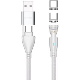 4smarts Cable USB-C/A Magnético 540 GravityCord 100W 1.8m Blanco