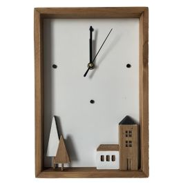 Reloj Pared Urban DKD Home Decor Blanco Marron 4 x 30 x 20 cm