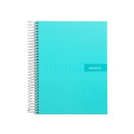 Cuaderno Espiral Liderpapel A5 Micro Crafty Tapa Forrada 120H 90 gr Cuadro 5 mm 5 Bandas6 Taladros Color Turquesa