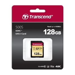 Transcend SDC500S Tarjeta SDXC de 128GB UHS-I U3, Clase 10, Velocidad de Lectura 95 MB/s, Escritura 60 MB/s