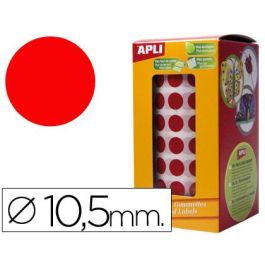 Apli Gomets Redondos 10,5 mm Rollo Rojo -Rollo 5192 Unidades-