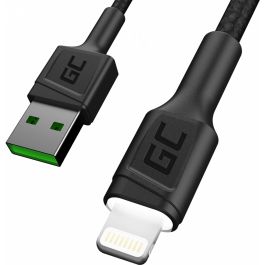 Green Cell KABGC05 Cable USB 3.0 a Lightning 1.2m con LED Negro para Carga Rápida 2.4A 480Mbps