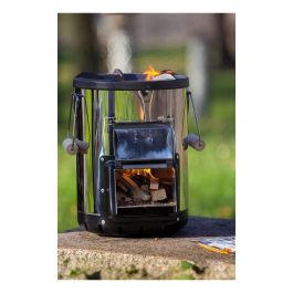 Petromax Raketenofen RF33 - Hornillo de Combustible Sólido de 1 Zona, Hierro Fundido/Acero Inoxidable, 250x300x330 mm, 6.5 kg, Negro/Plata