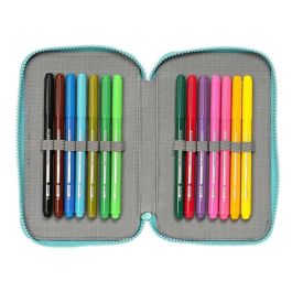 Plumier Doble Baby Shark Surfing Azul Blanco 12.5 x 19.5 x 4 cm (28 piezas)