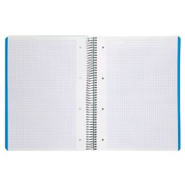 Cuaderno Espiral Liderpapel A4 Micro Wonder Tapa Plastico 120H 90 gr Cuadro 5 mm 5 Banda4 Taladro Color Verde Turquesa