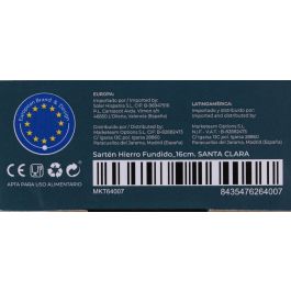 Inde Sarten 16 cm Hierro Fundido Sta Clara Ecoferro, Alto 4 cm, Largo 35 cm, Peso 4.44 kg (6 Unidades)