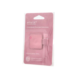 Antartik Portaboligrafos Autoadhesivo Rosa PU 40x40 mm con Banda Elástica
