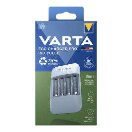 Varta Cargador Pilas Eco Charger Pro Recycled para 4 Pilas AA/AAA, Carga Rápida 1 Hora, Material Reciclado, Seguridad Avanzada
